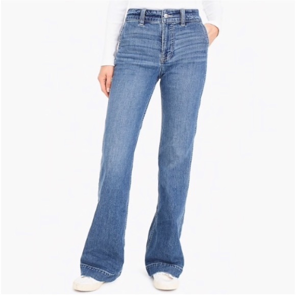 29 🔖 J.Crew Jeans High Rise Wide Leg Trouser Pants Light Lagoon Blue K5200 - Picture 4 of 14